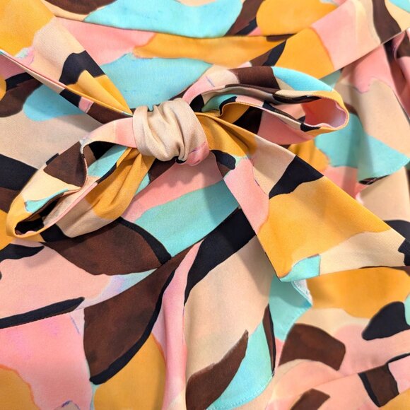 River Island Womens Size US 8 Colorful Abstract Waist Tie Flutter Hem Shorts - Picture 4 of 7